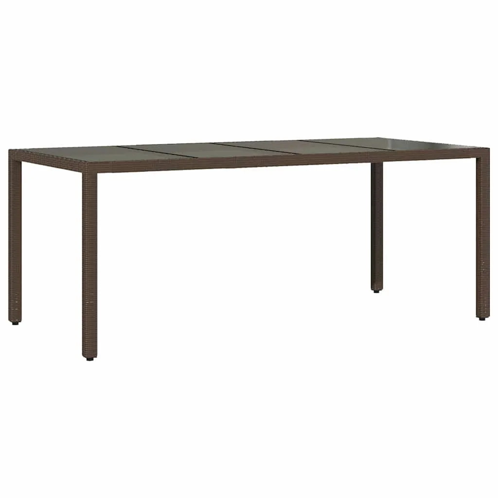 Brauner Gartentisch mit Glasplatte 190 x 90 x 75 cm