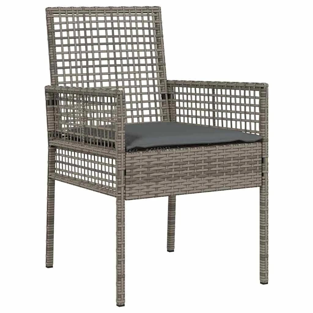 Garten-Dining-Set Poly-Rattan Grau 60x80x75 cm Tisch, 4 Stühle