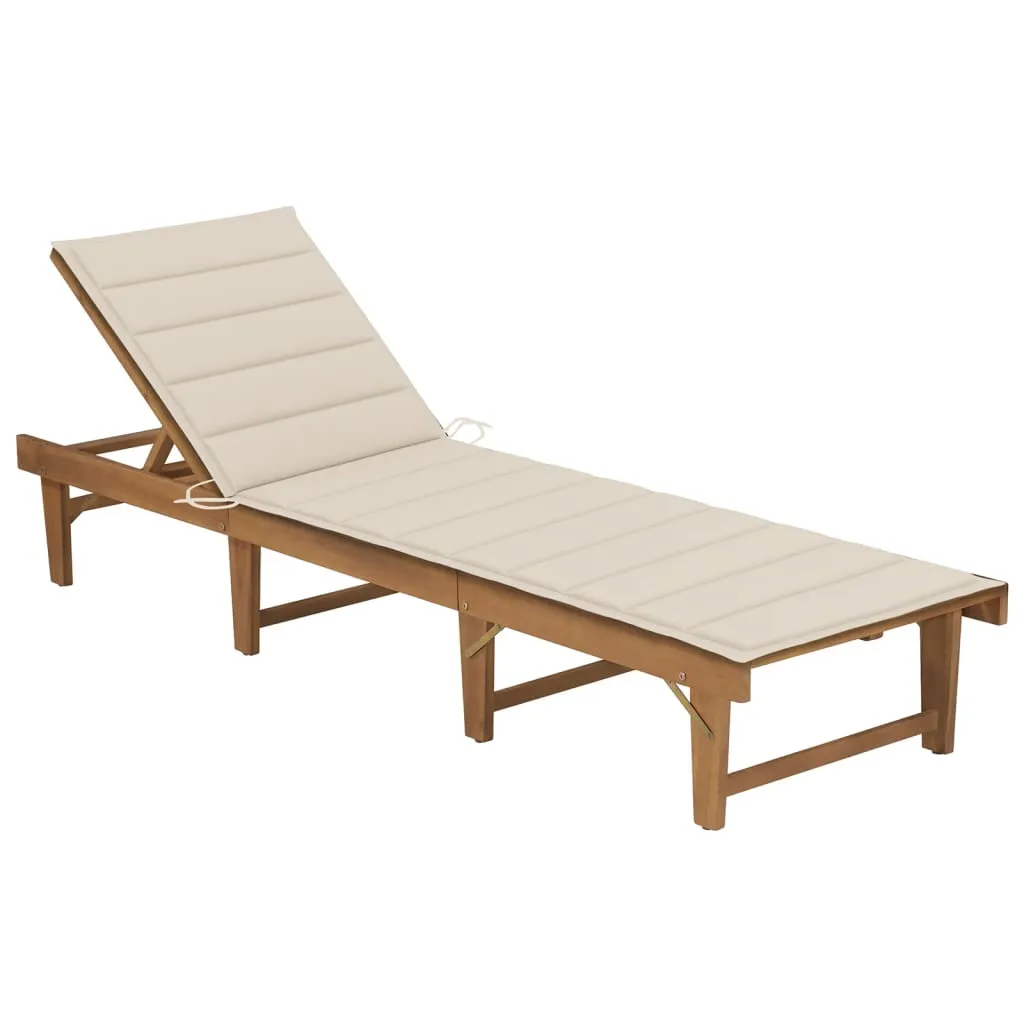 Echtholz Sonnenliege 200 x 61 x 30/86 cm Beige