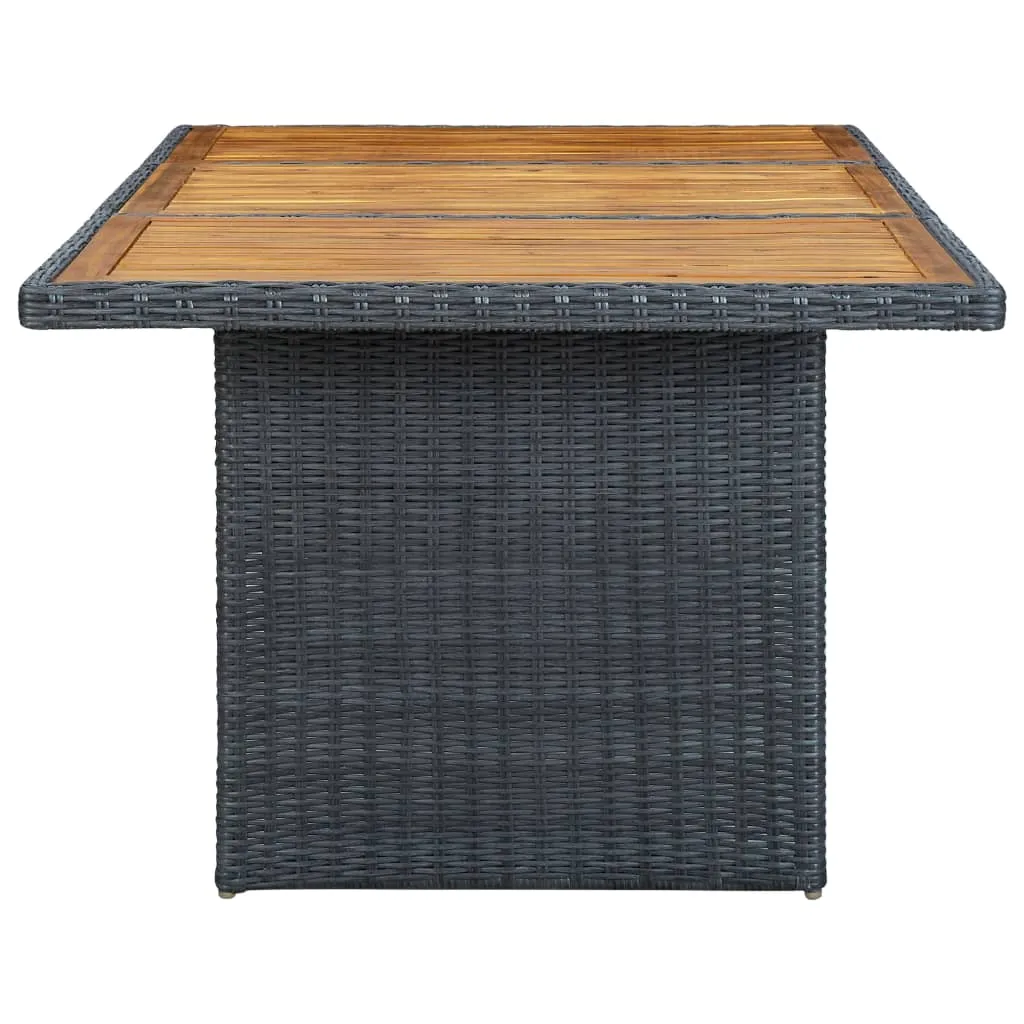Gartentisch aus Echtholz und PE-Rattan 200x100x74 cm Dunkelgrau Braun