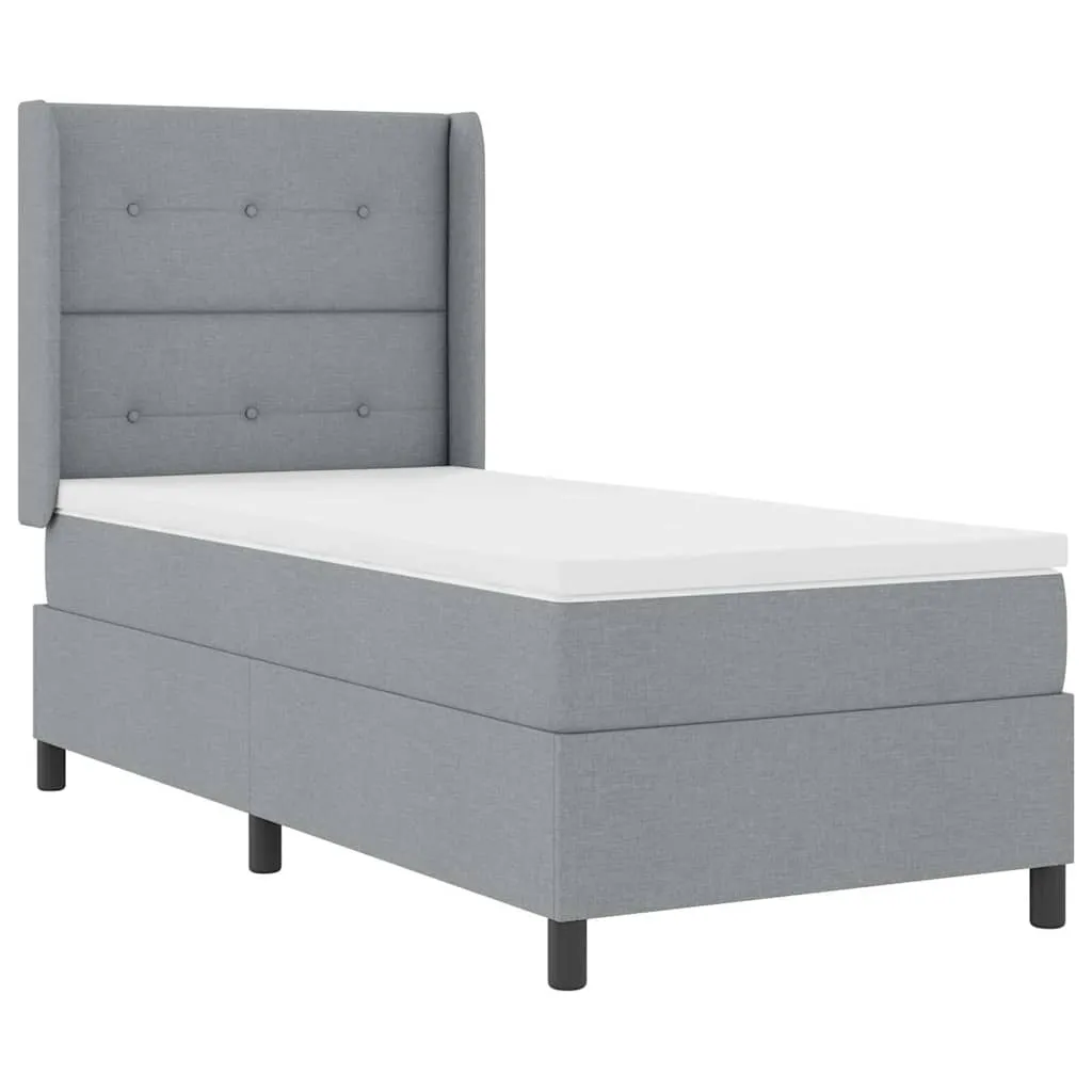 Boxspringbett LED Hellgrau 90x190 cm Massivholz & Stoff