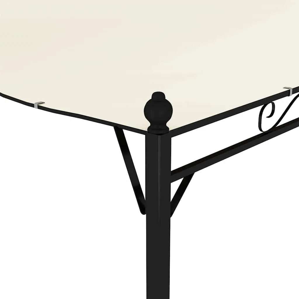 Pavillon mit Stahlrahmen und Polyesterdach 3x2,4 m Cremeweiß Schwarz