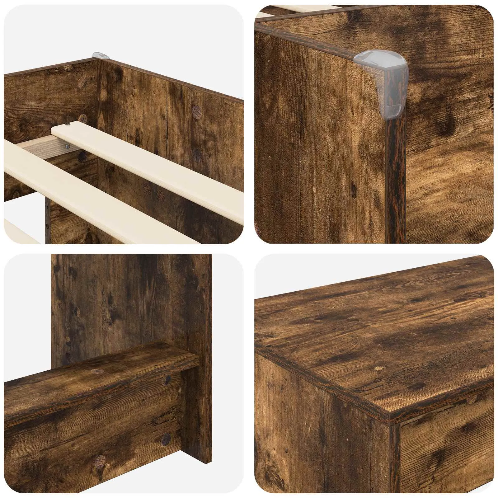 Hochbett mit Schreibtisch 193 x 111 x 68,5 cm Räuchereiche