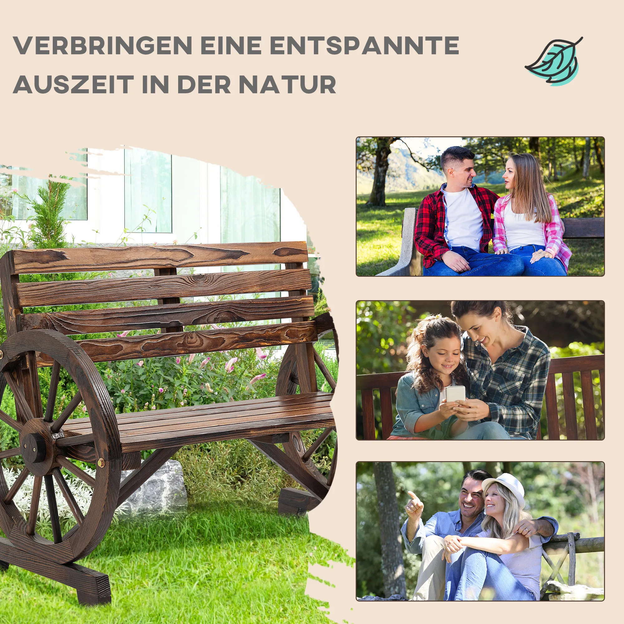 Rustikale Gartenbank aus massivem Tannenholz 105,5x56x79 cm Braun