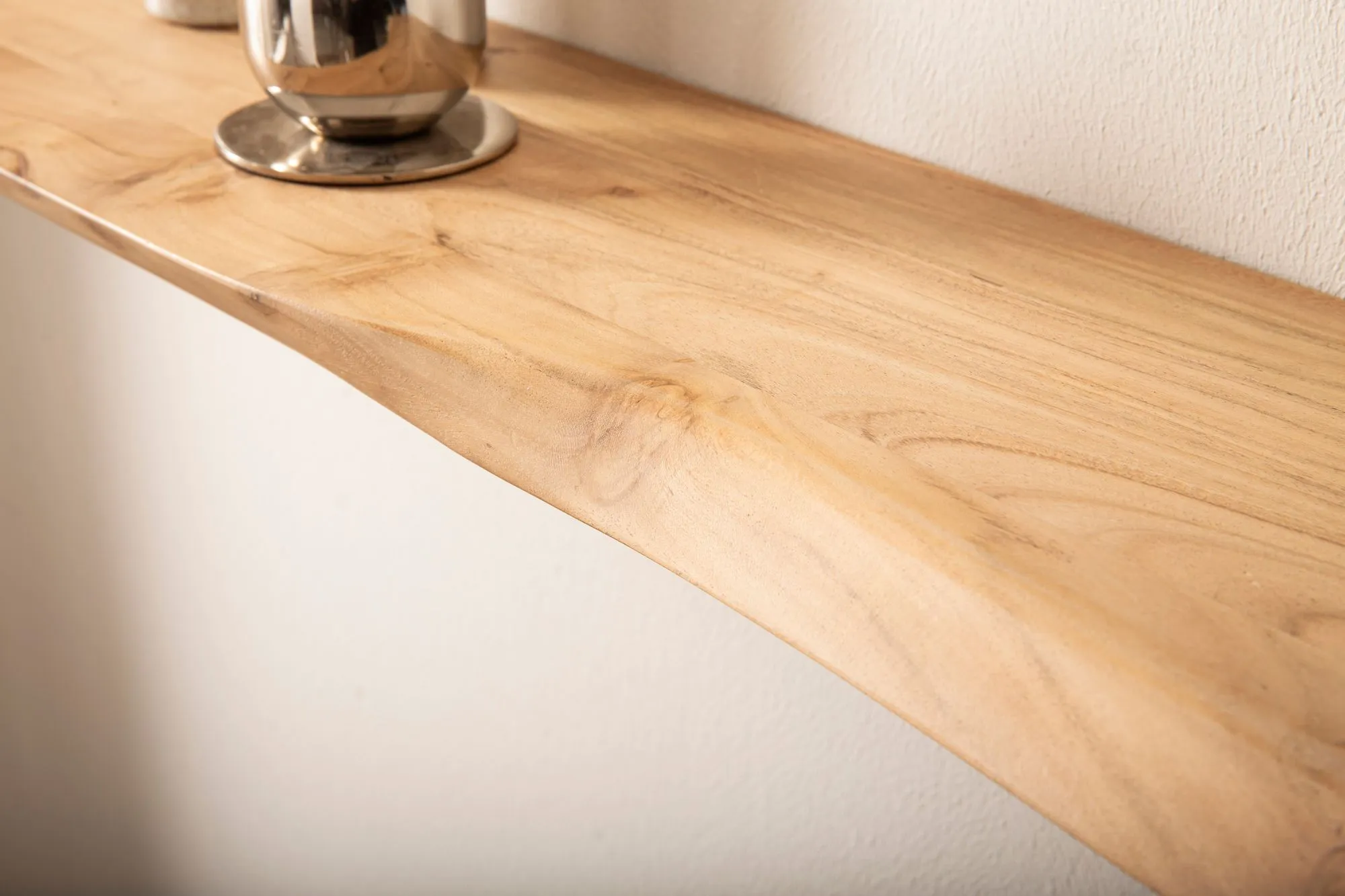 Wandregal Akazie Massivholz 40cm - Schwebendes Design Regal für die Wand Holz massiv - Hängeregal in organischer Form - Wandboard aus Echtholz