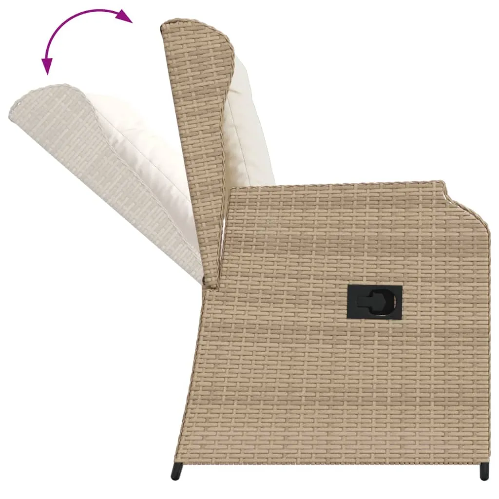Verstellbarer Gartenstuhl Beige 55x67x95 cm mit PE-Rattan und Stahlrahmen