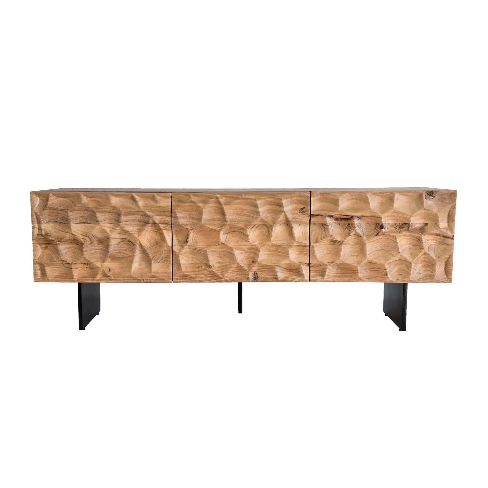 Lowboard Akazie Massivholz 160x56x37 cm TV-Kommode mit drei Türen