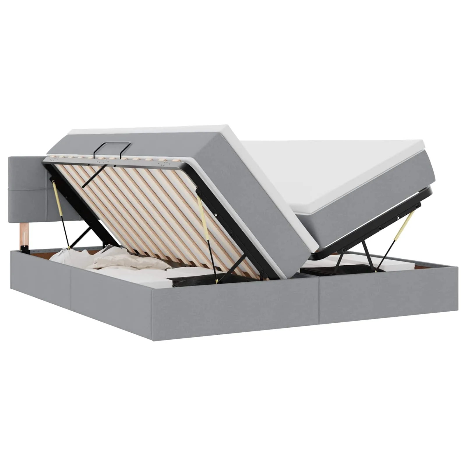 LED-Storage-Bett mit Matratze 200x200 cm Hellgrau