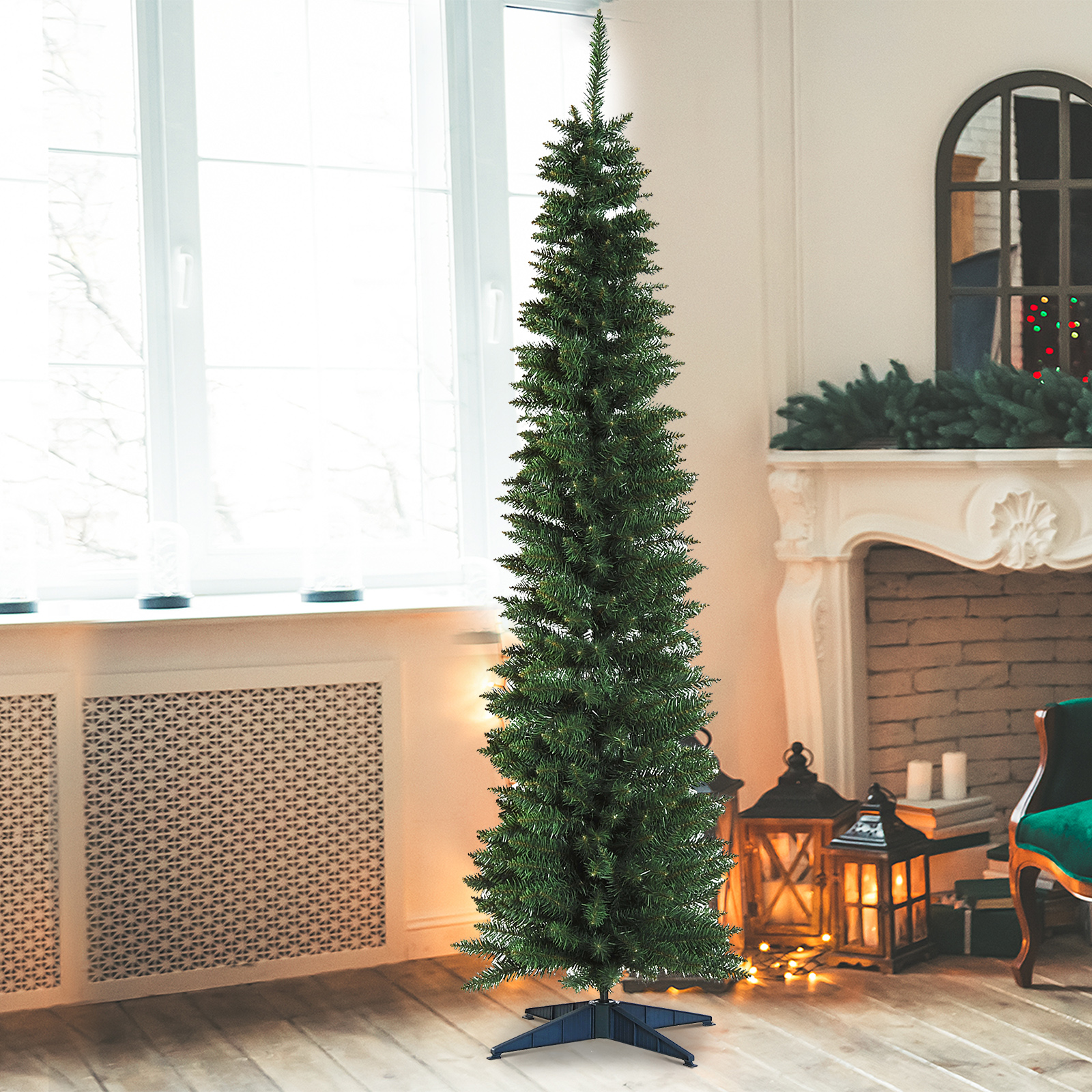 Künstlicher Weihnachtsbaum Tanne mit Ständer, 2,1 m, Grün