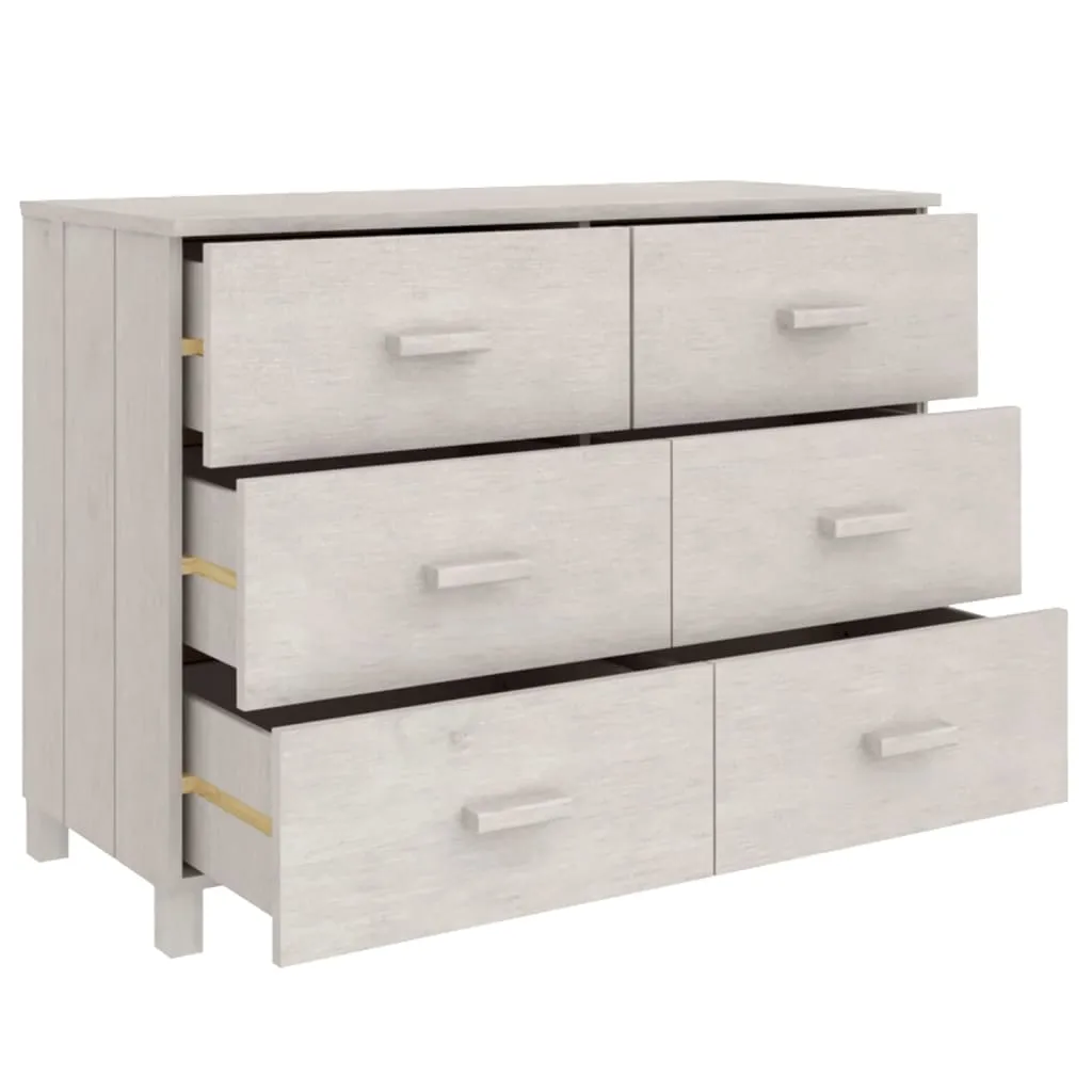 Sideboard HAMAR Weiß 113x40x80 cm Massivholz Kiefer