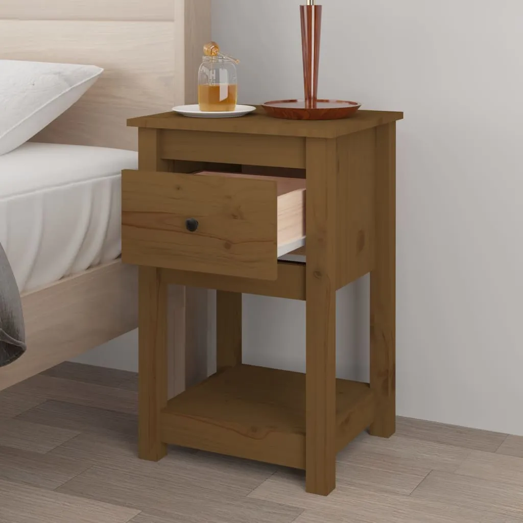 Nachttisch aus massivem Holz 40 x 35 x 61,5 cm in Honigbraun
