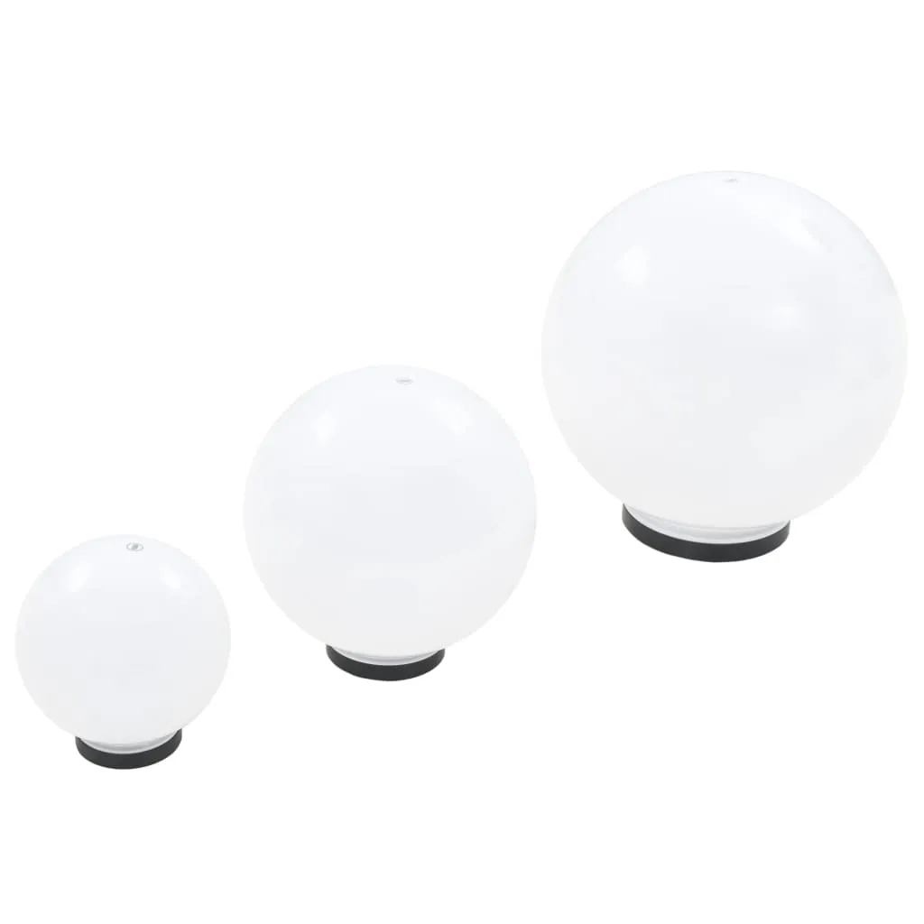 3er Set LED-Kugellampen 20/30/40 cm Weiß