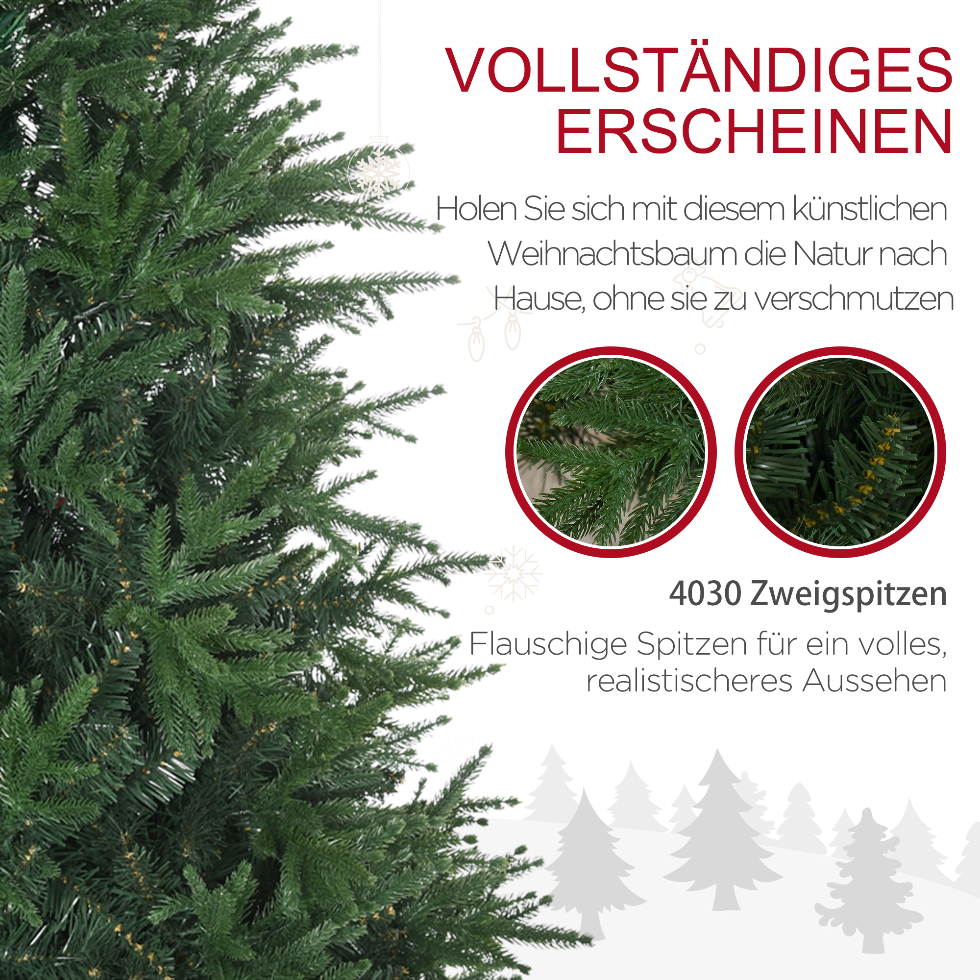 Kunsttanne Weihnachtsbaum realistisch PVC/PE, 180 cm, Grün