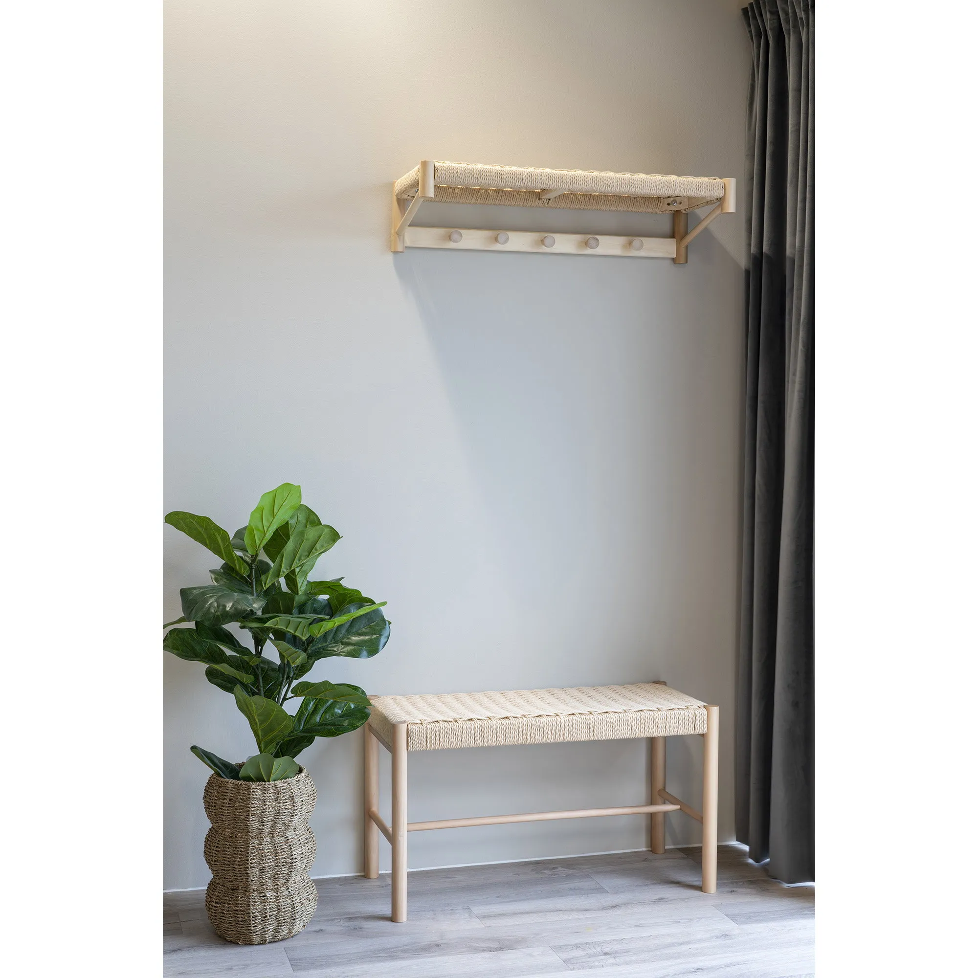 tinkaro Abano Bank mit Geflechtsitz 80x35x45 cm Natur