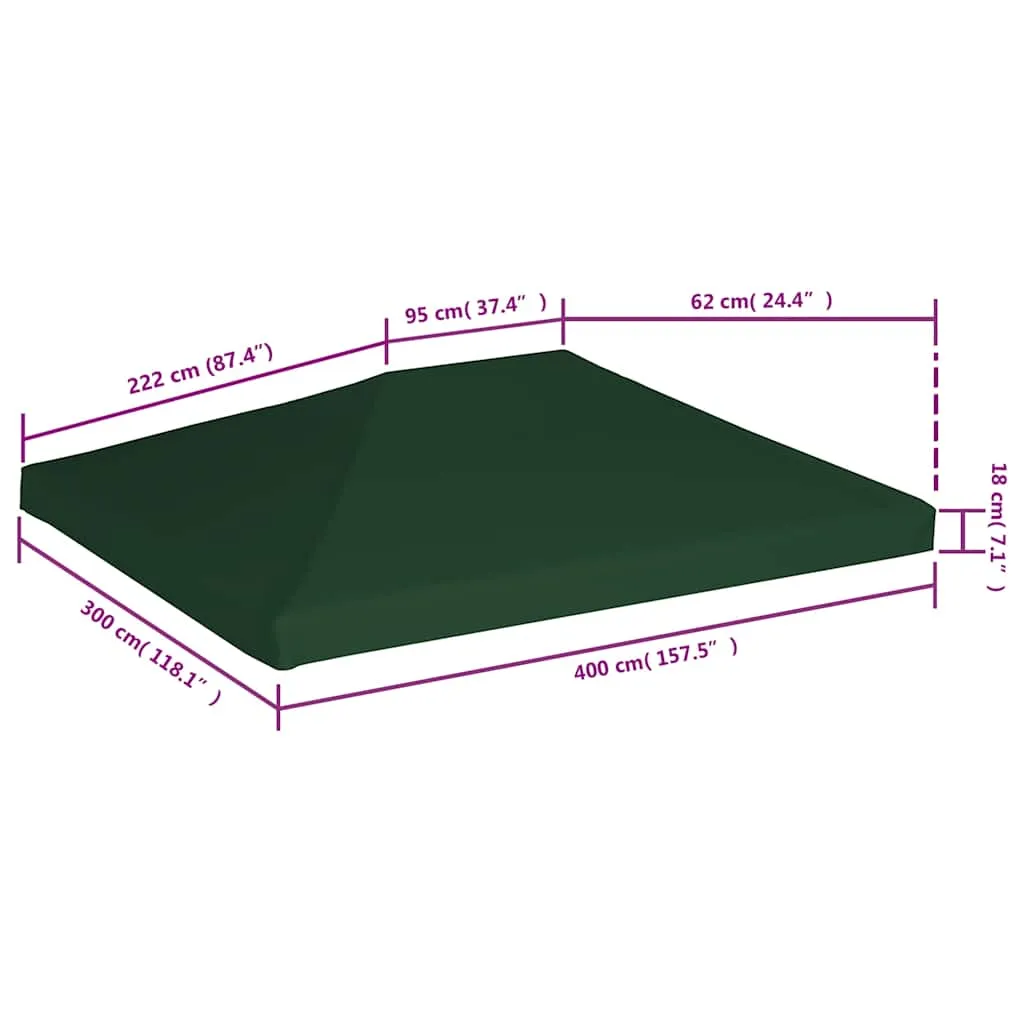 Pavillon Ersatzdach 4 x 3 m in Grün - Wasserbeständig