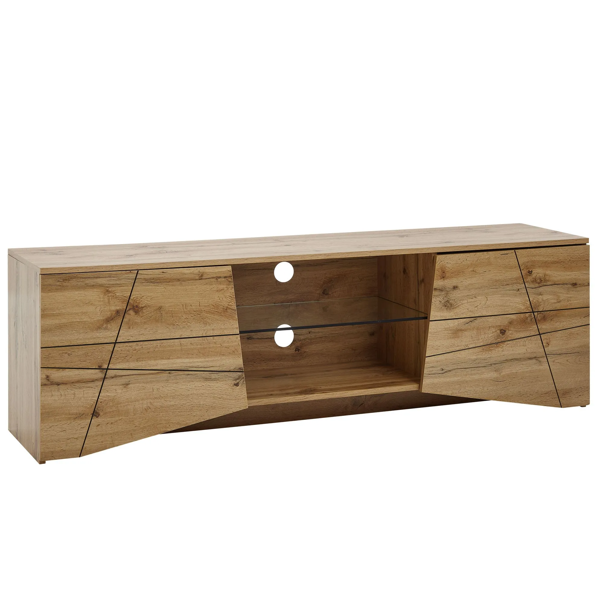 tinkaro Lowboard rechteckig ELVINA Holz-Eiche TV-Kommode Braun tinkaro Lowboard rechteckig ELVINA Holz-Eiche TV-Kommode Braun