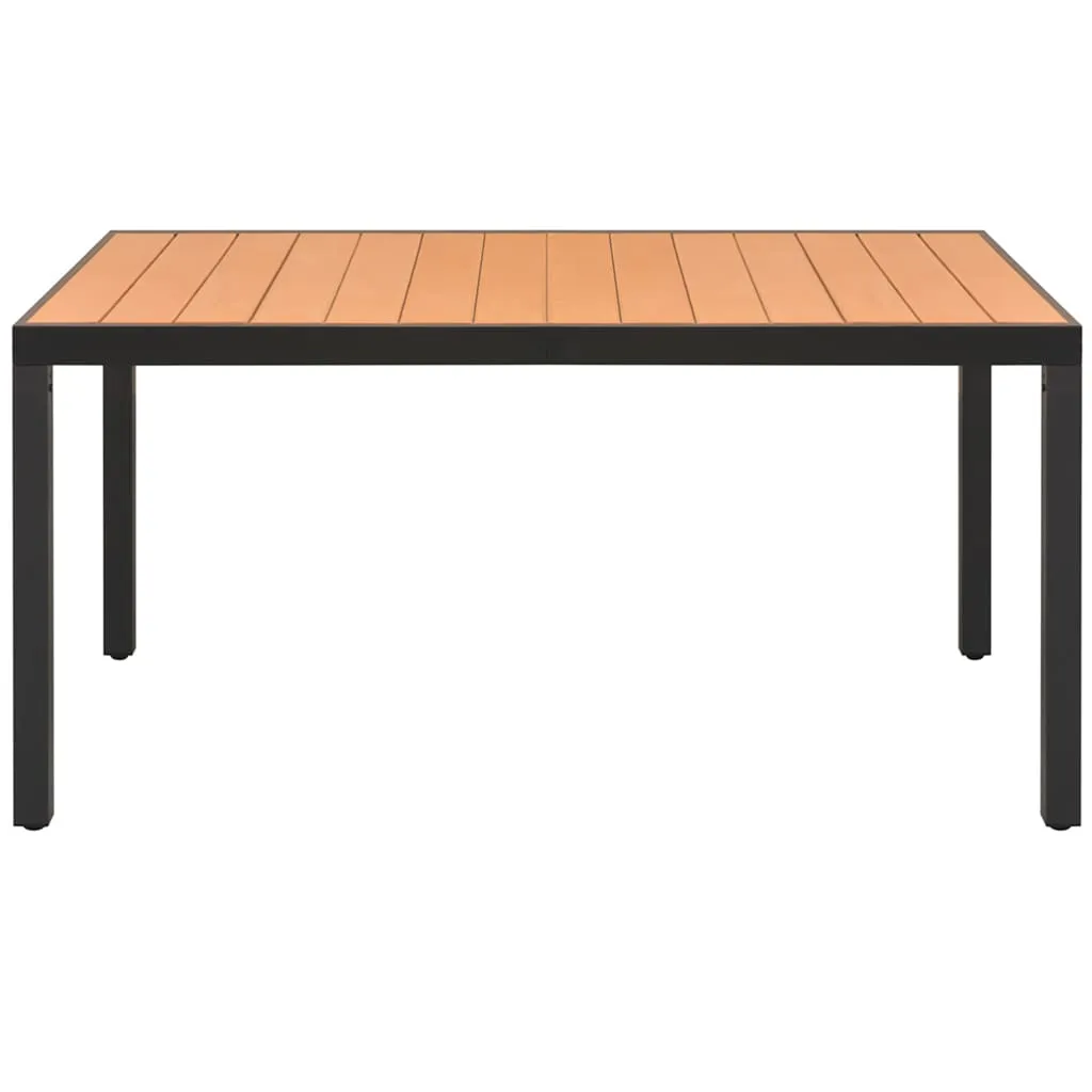 Garten-Essgruppe Tisch 150x90x74 cm Schwarz/Braun, Stühle 54x59x91 cm Schwarz