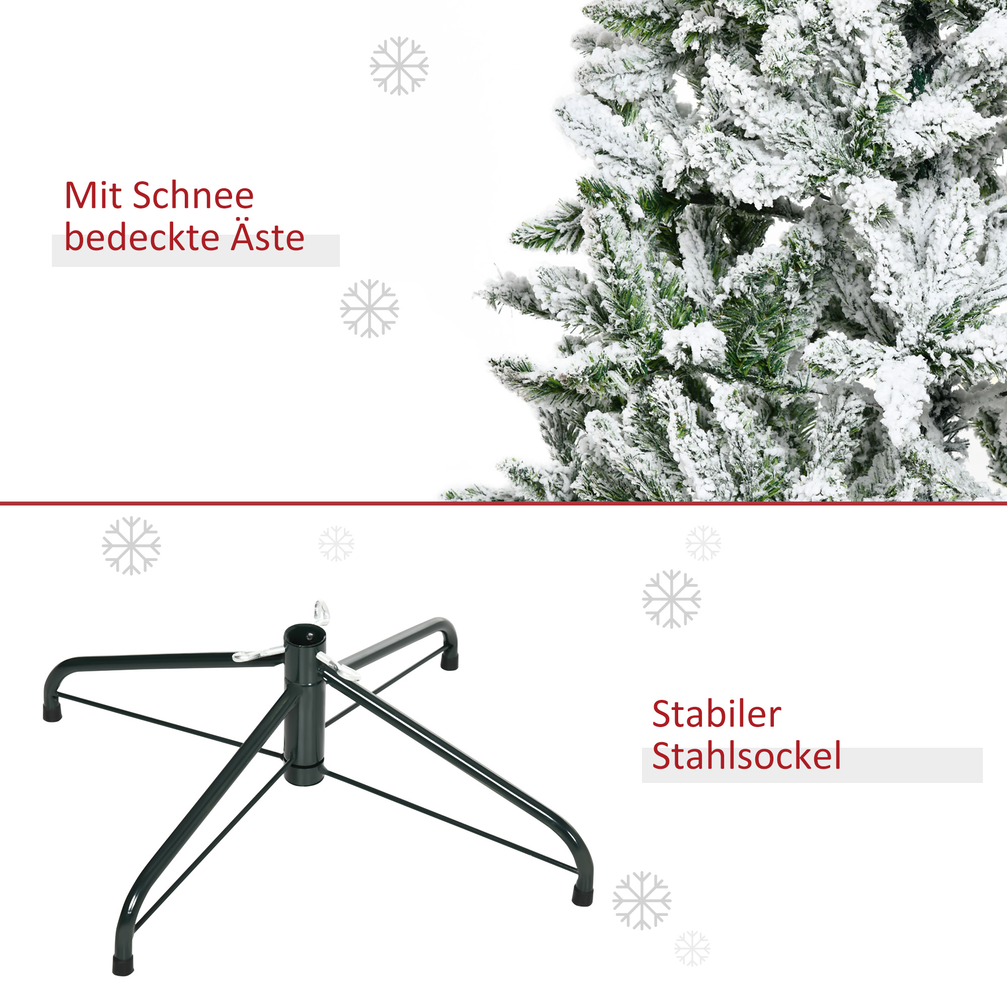 Künstlicher Weihnachtsbaum mit Schnee-Effekt, 180 cm, Grün/Weiß