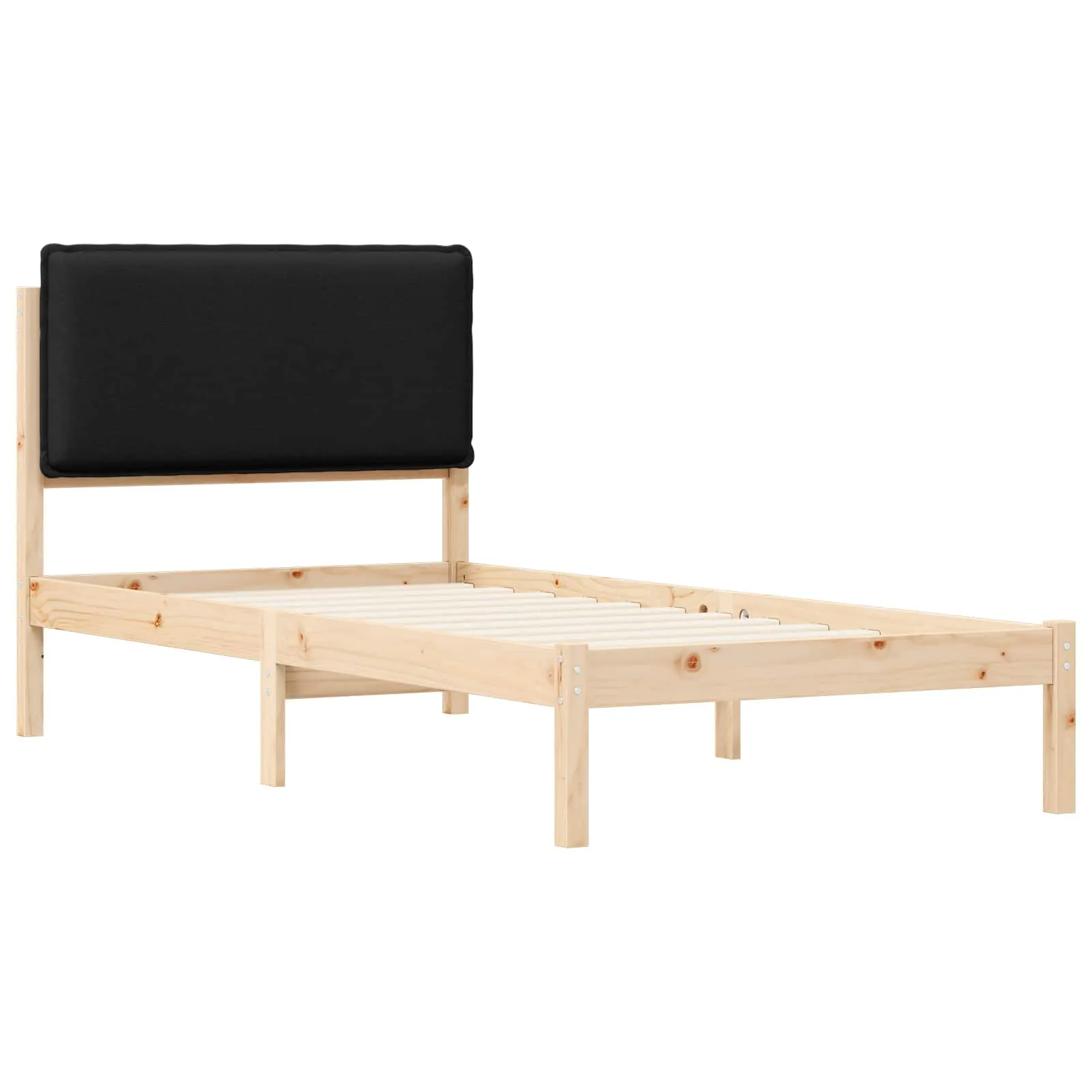 Bettgestell mit gepolstertem Kopfteil 75 x 190 cm Schwarz