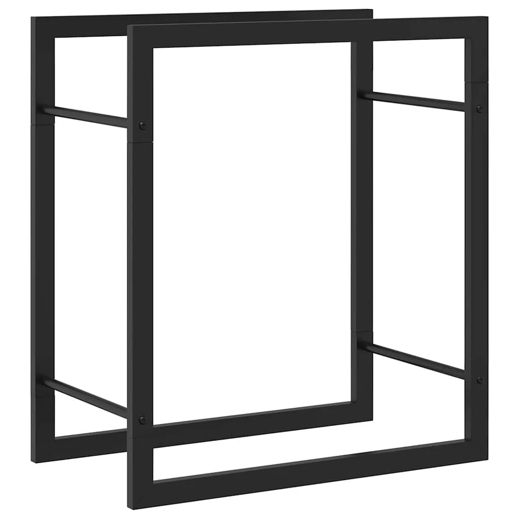 Kaminholzregal aus Stahl Mattschwarz 50 x 28 x 56 cm