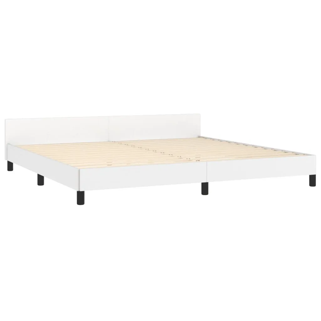 Bettgestell mit Kopfteil Weiß 200x200 cm Kunstleder