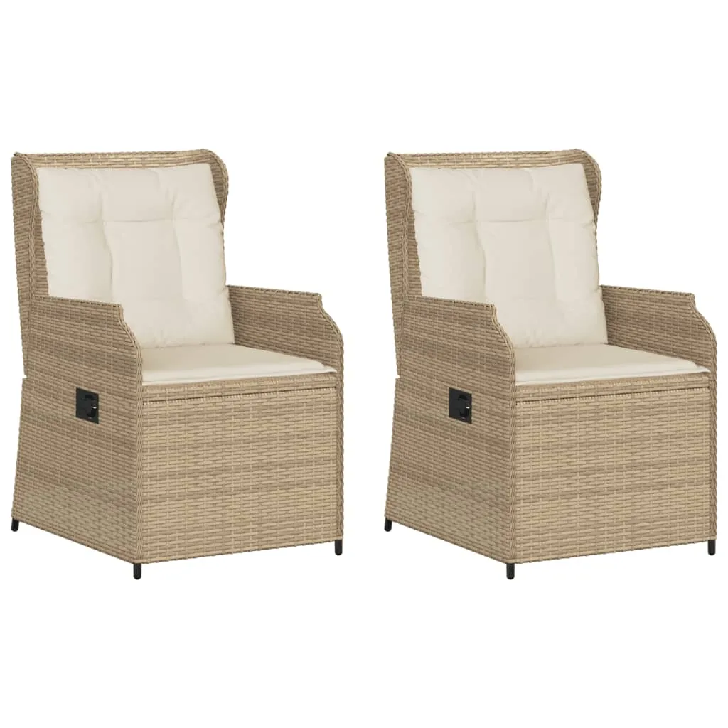 Verstellbarer Gartenstuhl Beige 55x67x95 cm mit PE-Rattan und Stahlrahmen