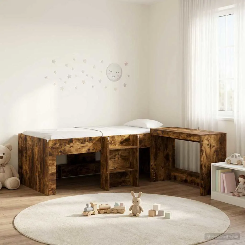 Hochbett mit Schreibtisch 193 x 111 x 68,5 cm Räuchereiche