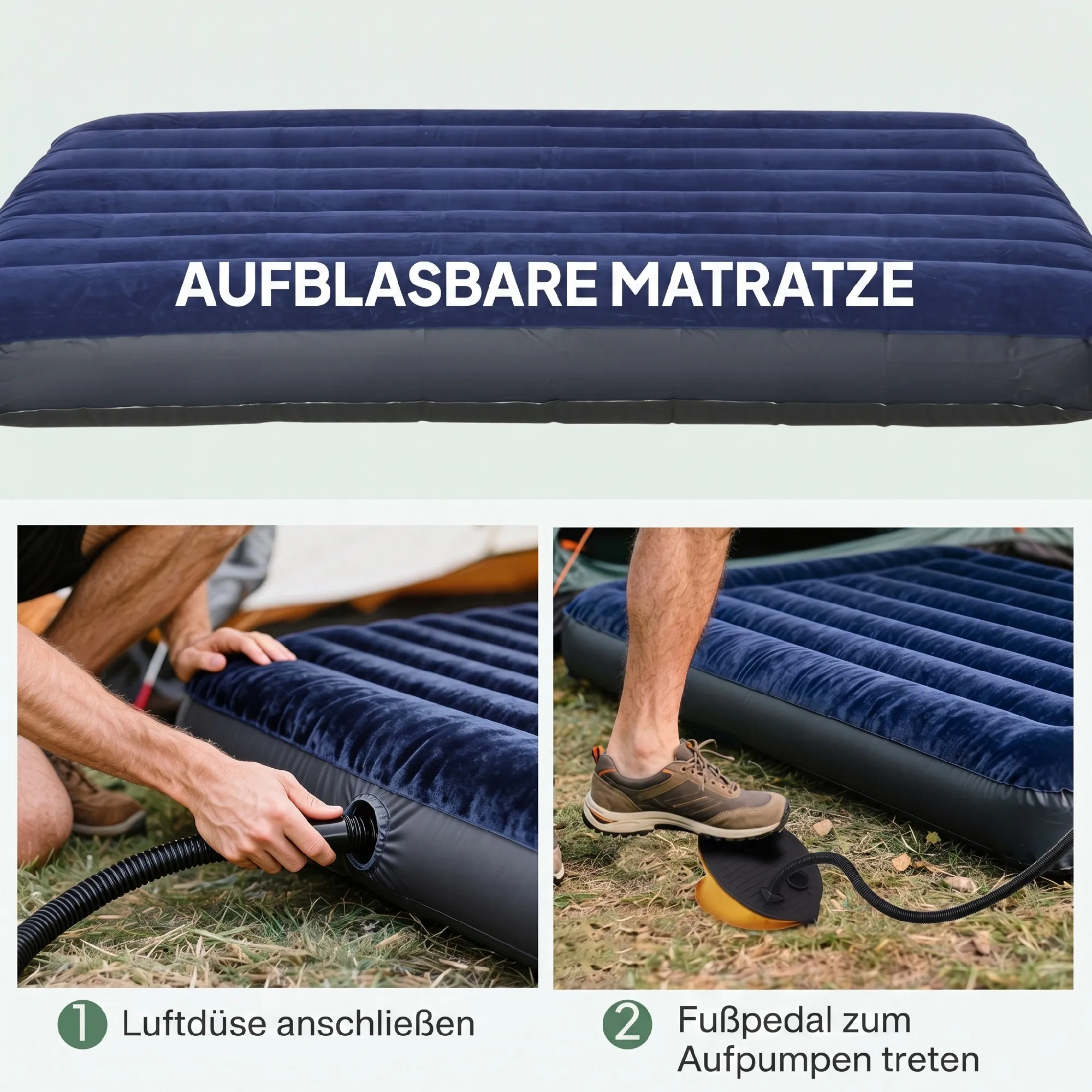 Feldbett Zelt Set Doppel 193x145x180 cm Grün