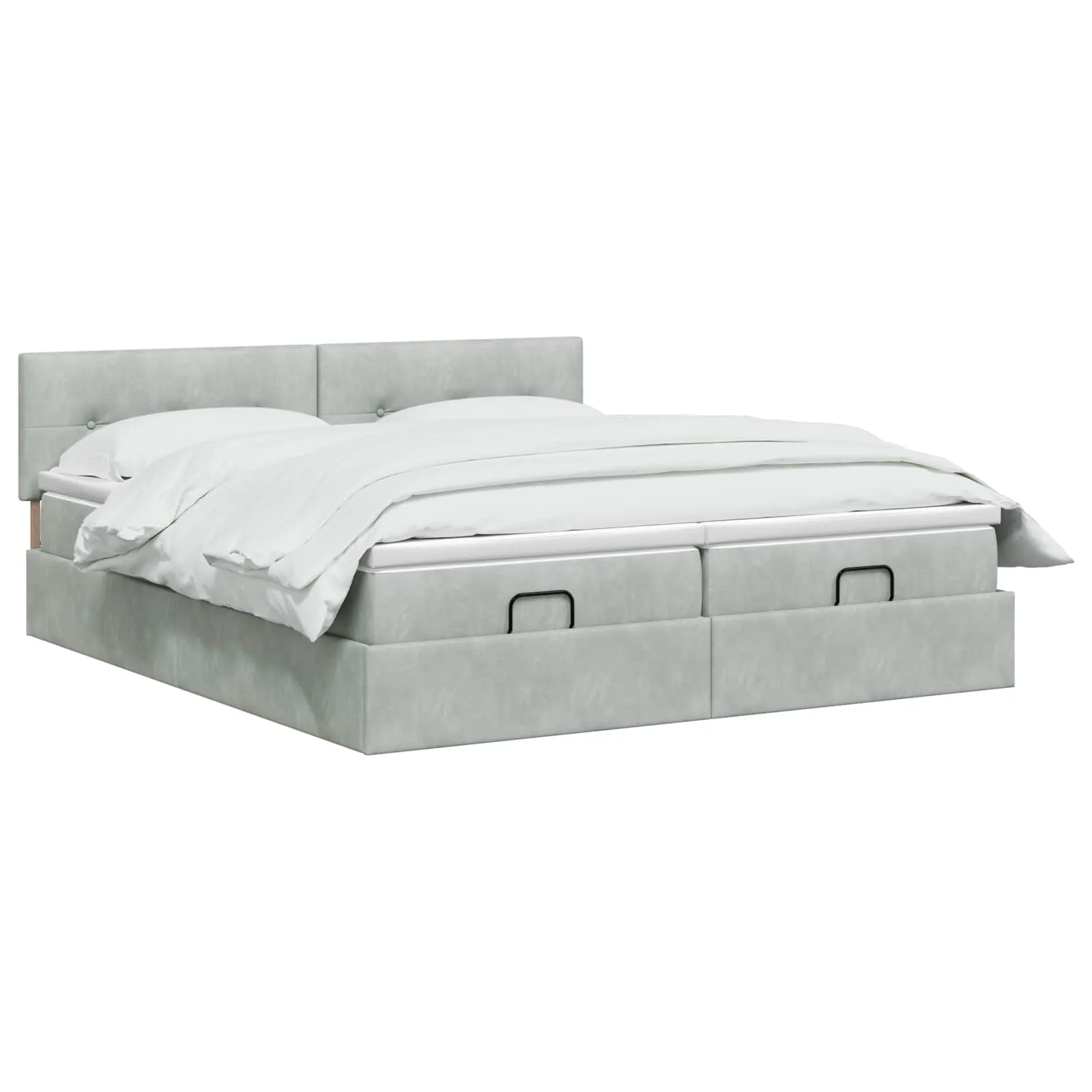 Ottoman-Bett mit Matratze 203 x 180 x 88 cm Hellgrau
