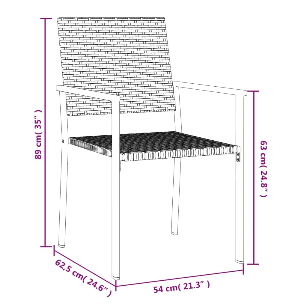 Gartenstuhl Schwarz 54 x 62,5 x 89 cm aus PE-Rattan und Stahl