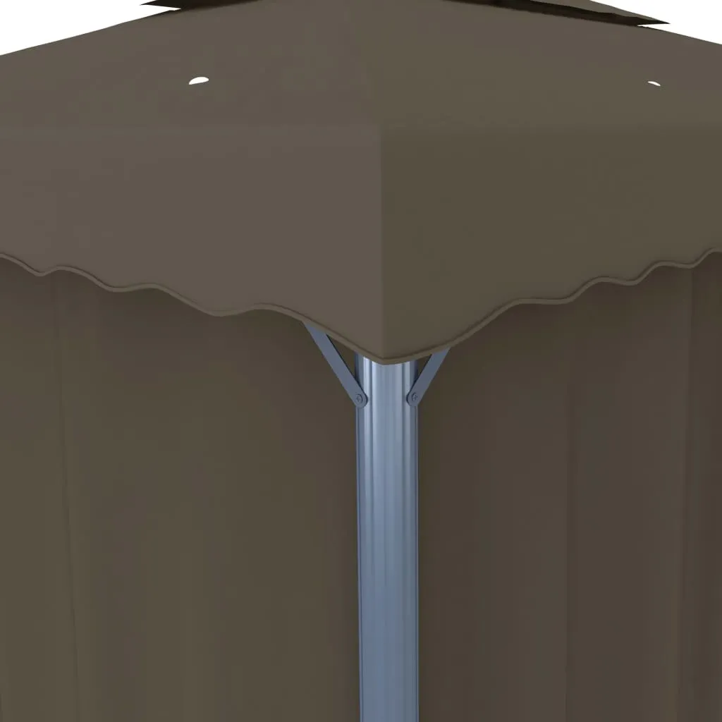 Pavillon 3x3 m Taupe mit Aluminiumgestell und Doppeldach