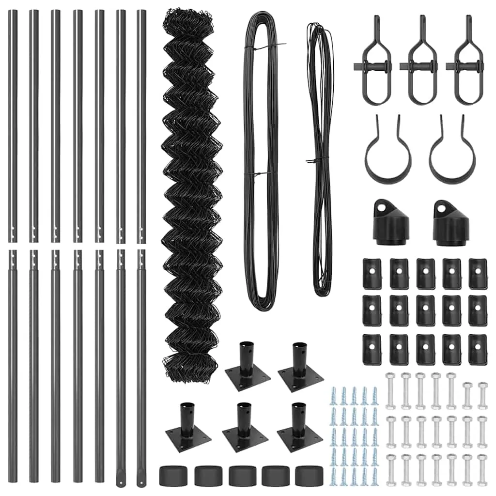 Zaunpfosten Set Grau 1000 x 3,2 x 140 cm