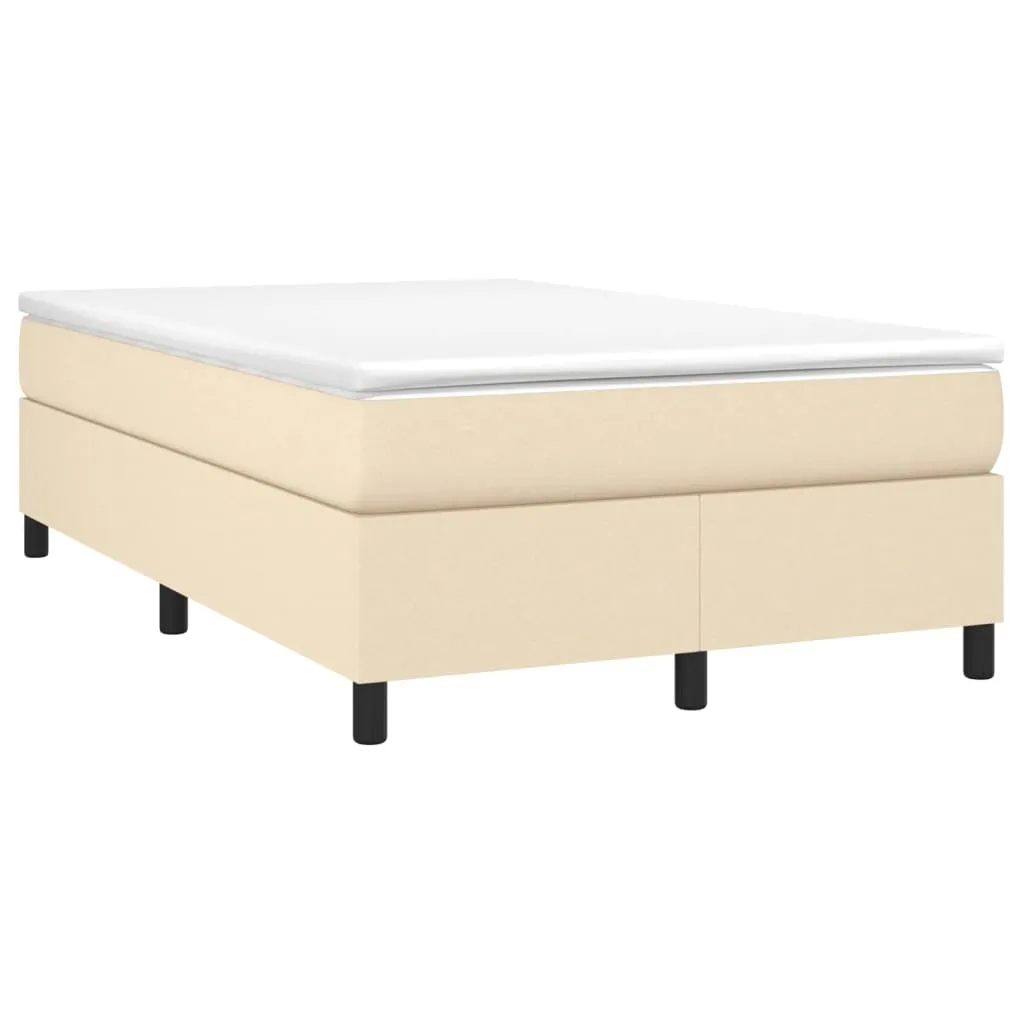 Boxspring-Bettrahmen Creme 203x120x35 cm mit Stoff und Massivholz