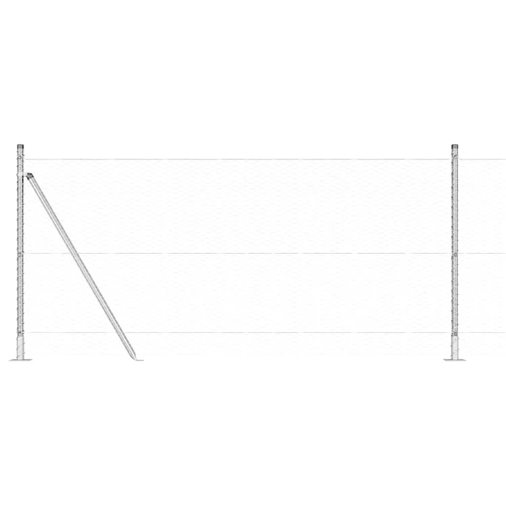 Sechseckzaun mit Betonsockel 25 x 0,8 m Verzinkter Stahl Silber