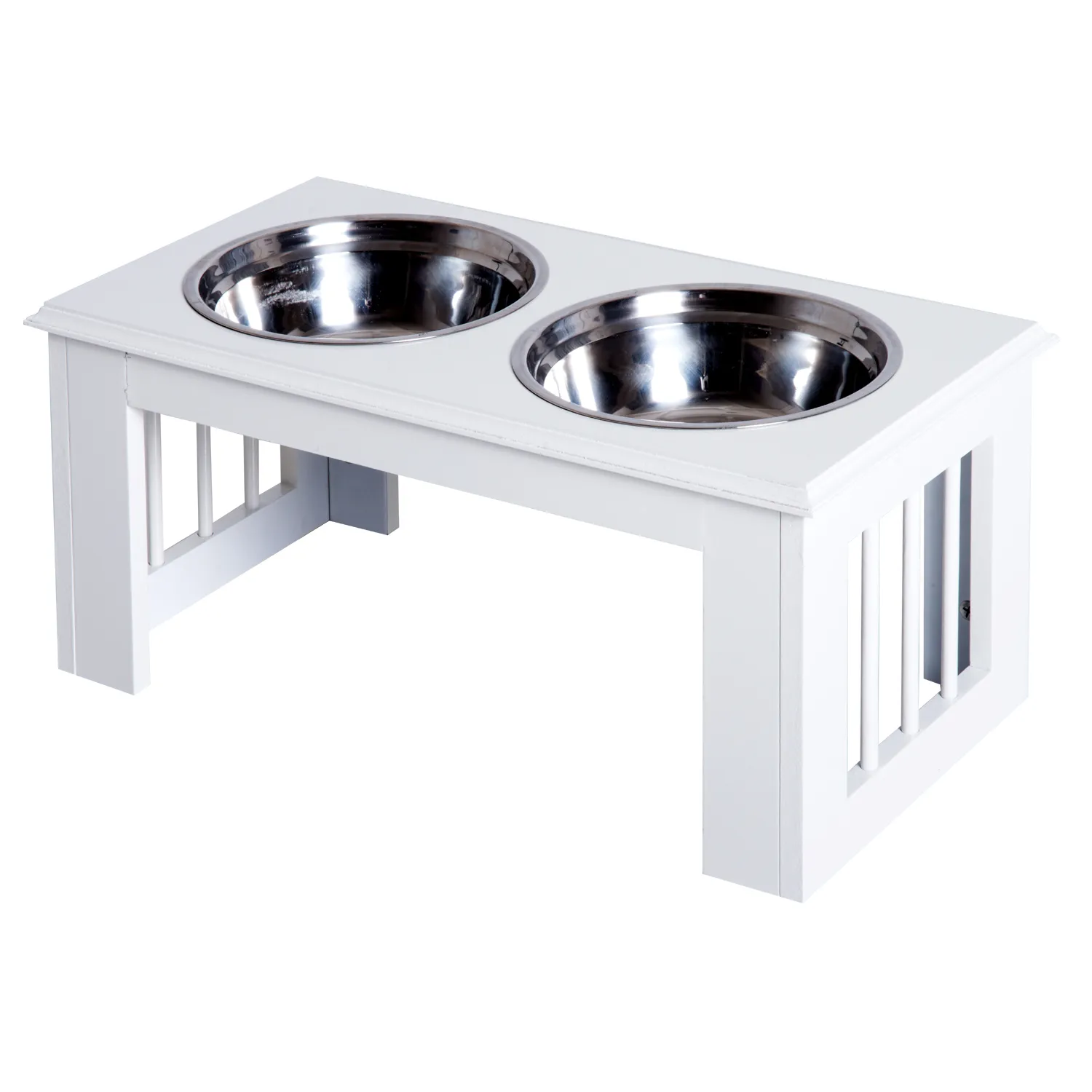 Hunde-Futterstation, rutschfest, 58,4 x 30,5 x 25,4cm, Weiß, 2L pro Napf