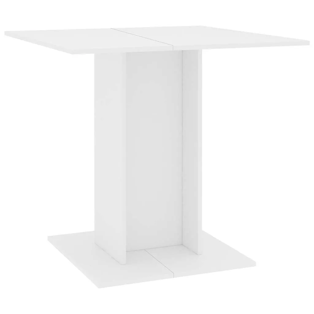 Weißer Esstisch 80x80x75 cm aus Holzwerkstoff mit quadratischem Sockel