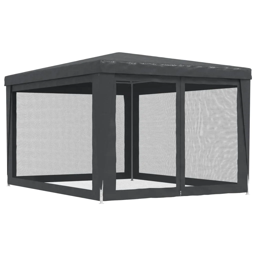 Partyzelt 297x396x246 cm Anthrazit mit wasserfestem HDPE und Mesh-Seitenwänden