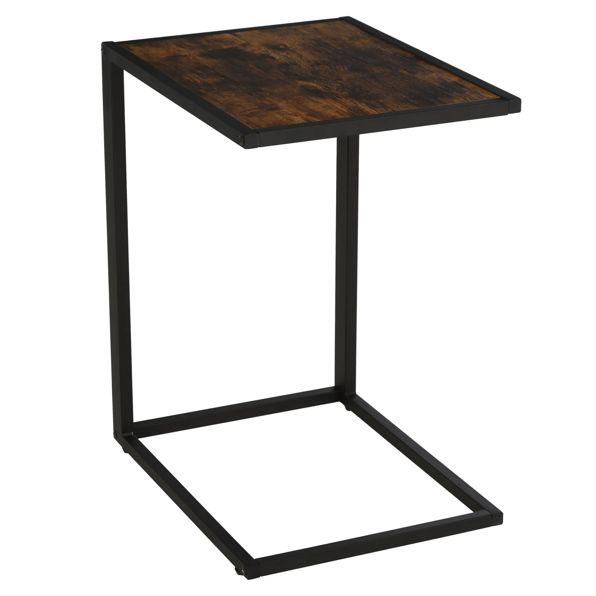 Beistelltisch C-Form 40,6x50,8x64,2 cm Rustikal-Braun+Schwarz
