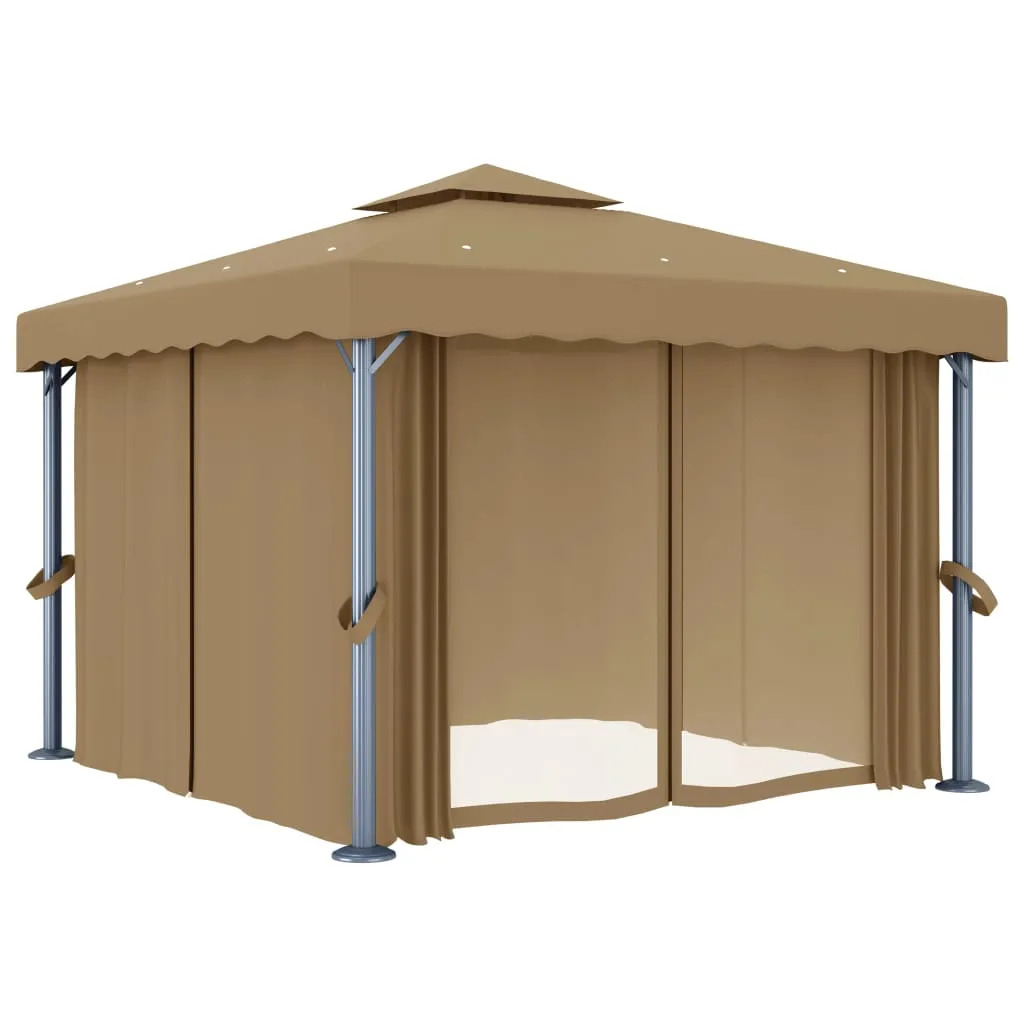 Pavillon 3x3 m Taupe mit Aluminium- und Stahlrahmen