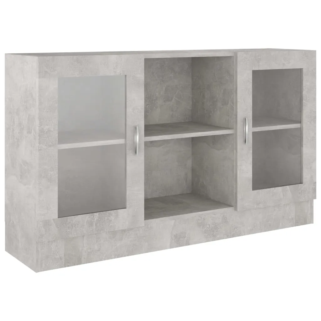 Vitrinenschrank Betongrau 120 x 30,5 x 70 cm aus Holzwerkstoff und Glas