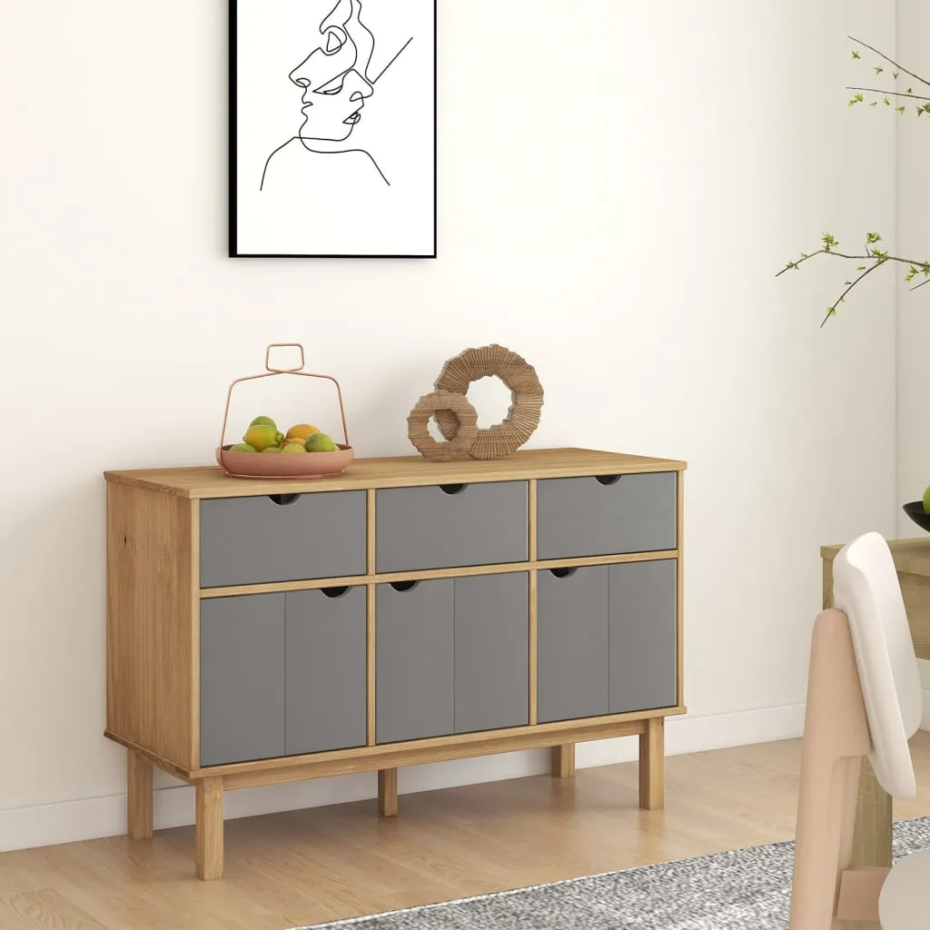 Sideboard OTTA Braun&Grau 114x43x73,5 cm Massivholz Kiefer