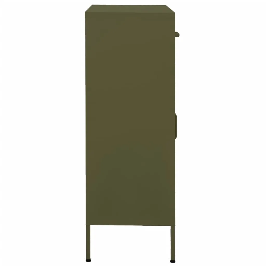 Olivgrüner Lagerschrank aus Stahl 80 x 35 x 101,5 cm