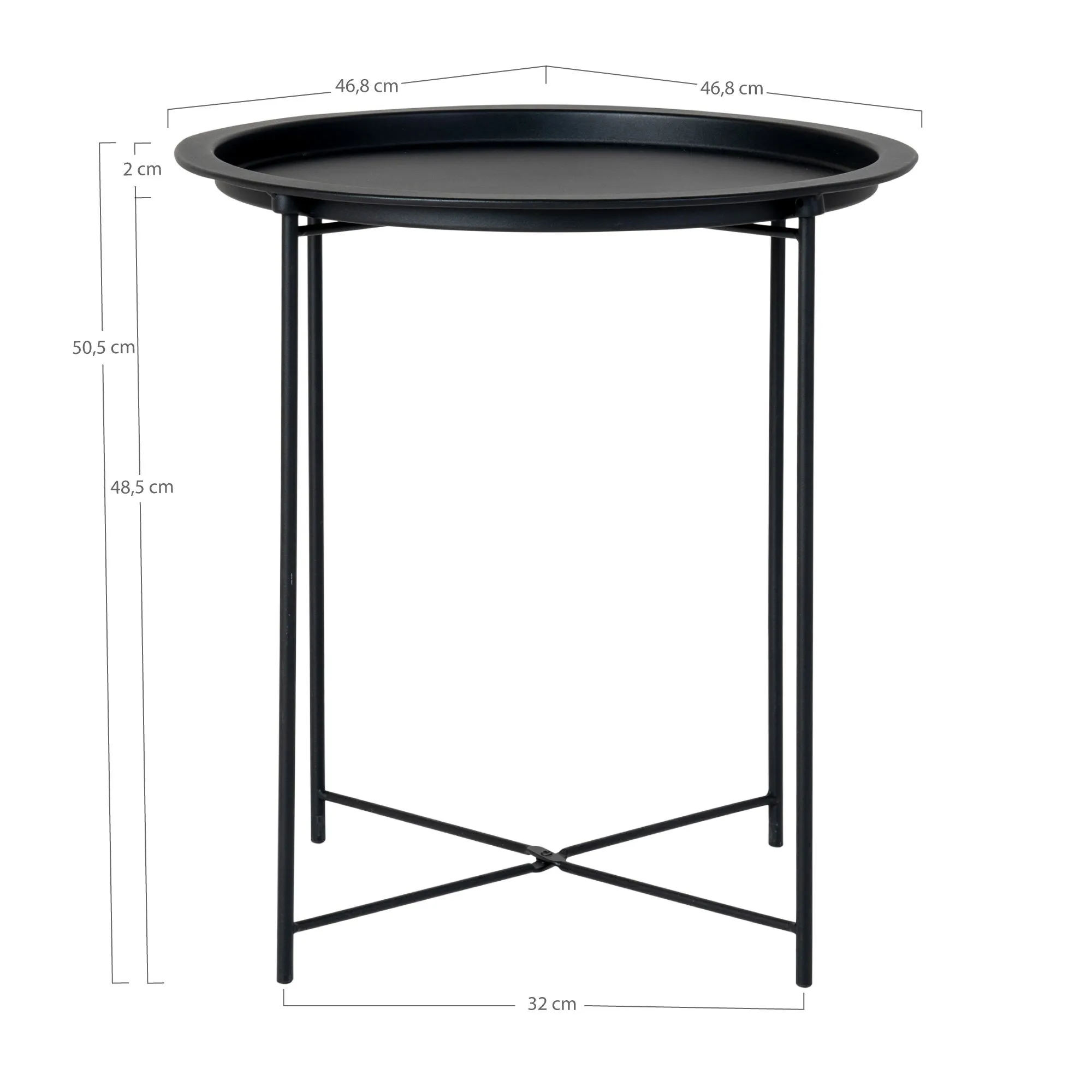 tinkaro Bastia Beistelltisch Stahl ø47x50 cm Schwarz