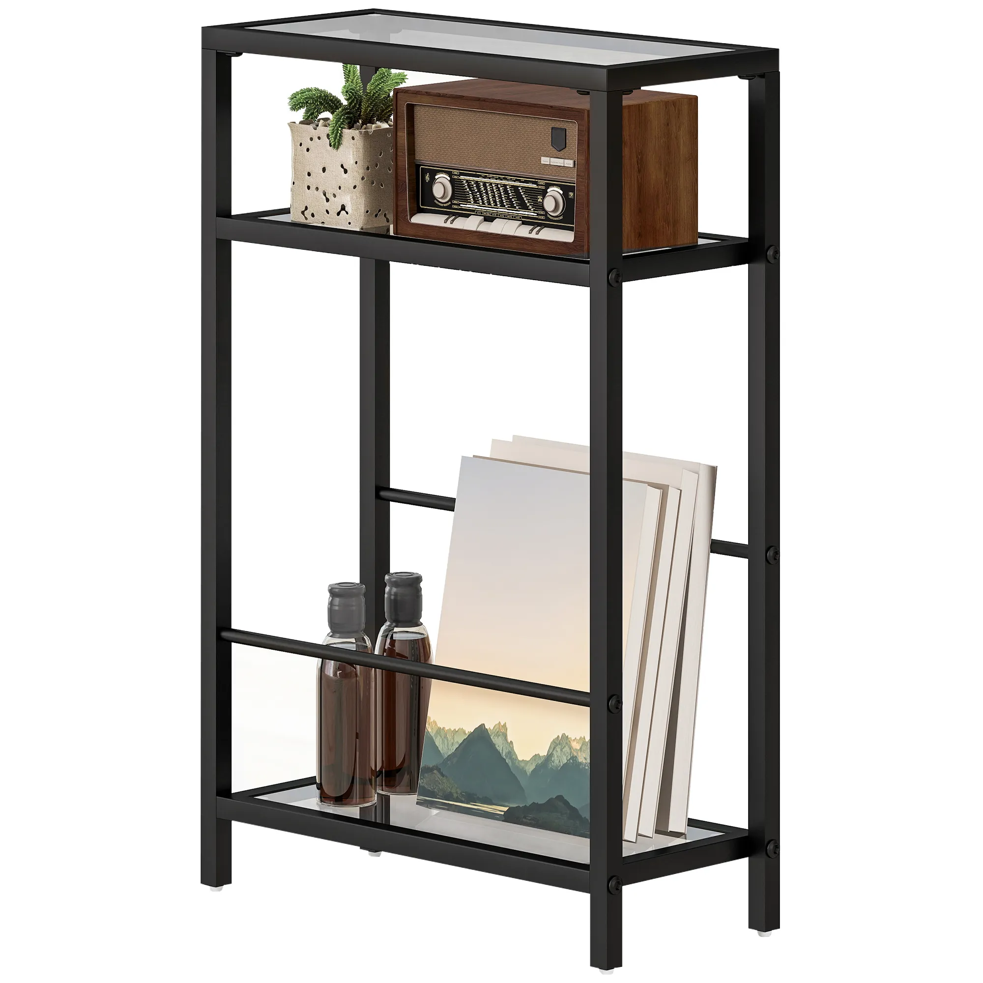 Drei-Ebenen-Regal 40B x 18T x 62H cm in Schwarz
