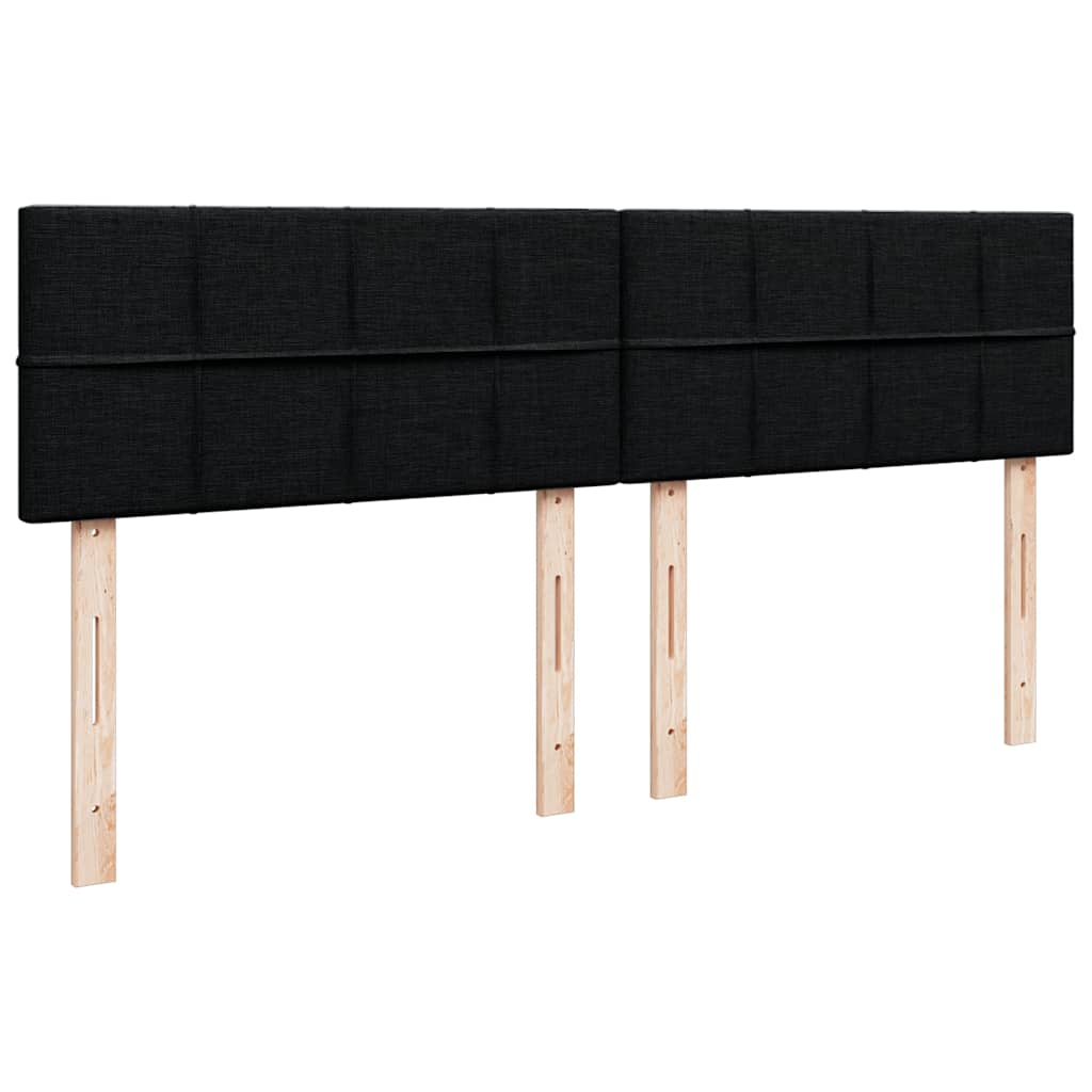 Boxspringbett 200x200 cm mit LED-Lichtern und Topper, Schwarz