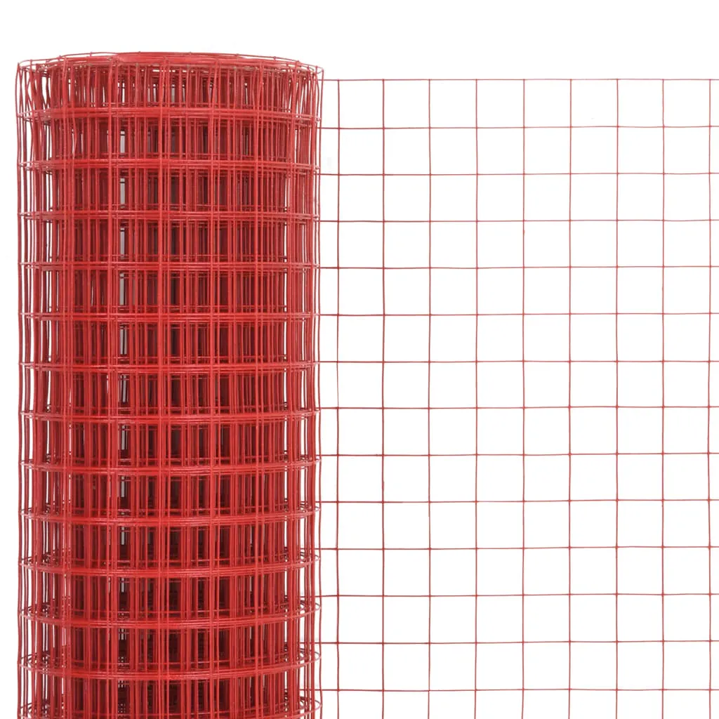 Maschendraht Stahl mit PVC-Beschichtung 10 x 0,5 m Rot