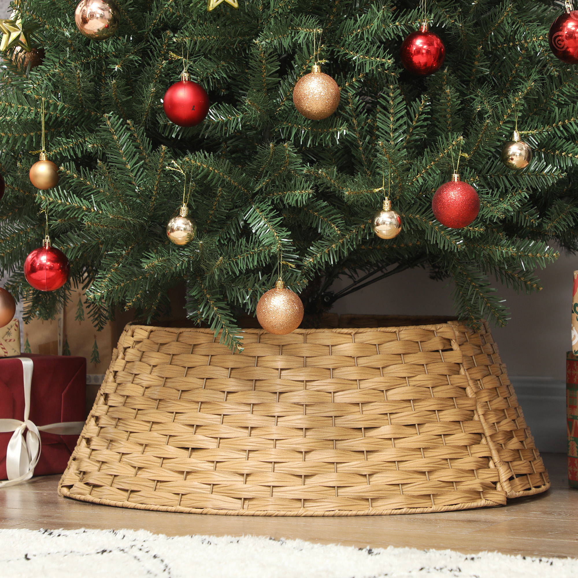 Weihnachtsbaumrock Kragen Kunststoff Naturholz Ø 68 cm