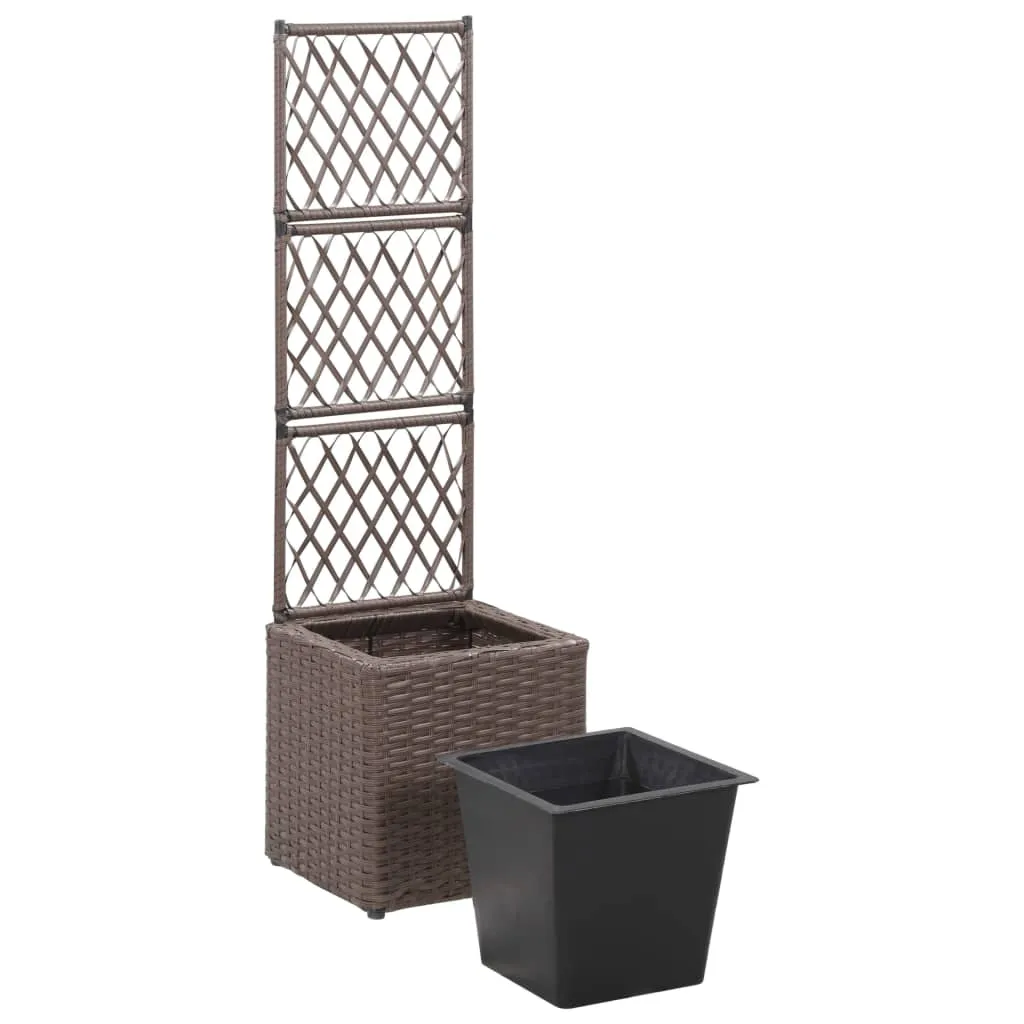 Hochbeet aus Poly Rattan mit Rankhilfe 30x30x107 cm Braun