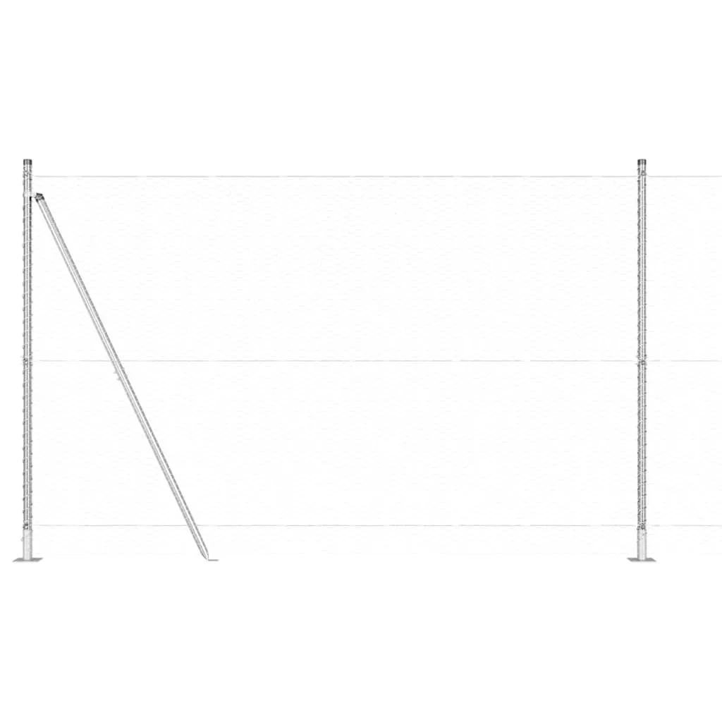 Outdoor-Hexagon-Zaun mit Betonbasis 100 x 1,5 m Silber Netz
