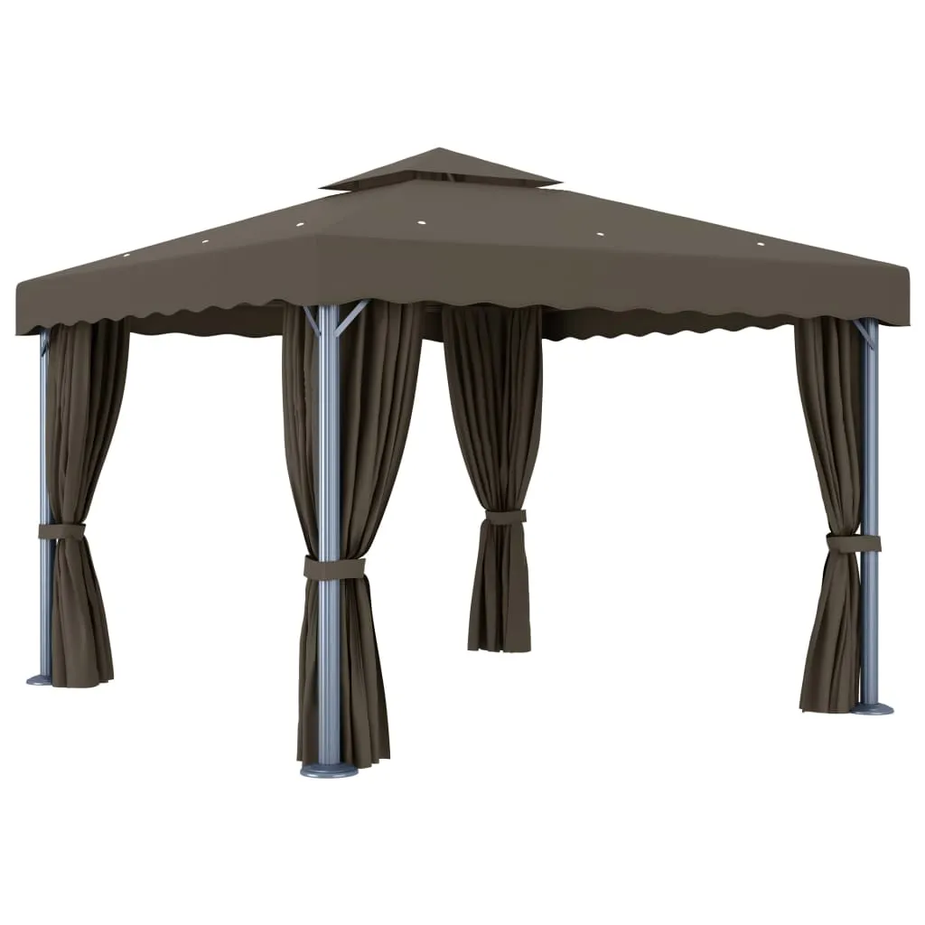 Pavillon 3x3 m Taupe mit Aluminiumgestell und Doppeldach